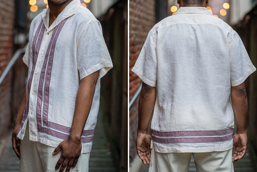 3sixteen-Applies-Charming-Contrasting-Border-Stripes-to-Its-Leisure-Shirt-White-front-side-and-back-model