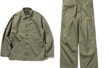 Beams-Plus-Riffs-on-USMC-Utility-Uniforms-with-This-Duo-of-Supima-Cotton-HBT-Pieces-shirt-and-pants-front