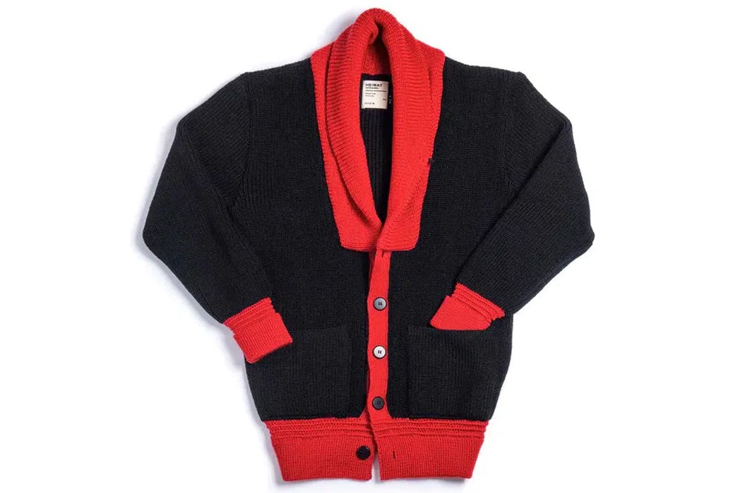Five-Plus-One---Shawl-Collar-Cardigans-red-and-black-front