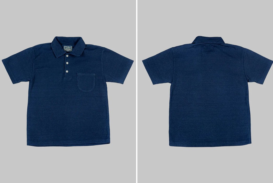 Five-Plus-One---Short-Sleeved-Polos-Indigo-Pique-Polo-Front-and-back