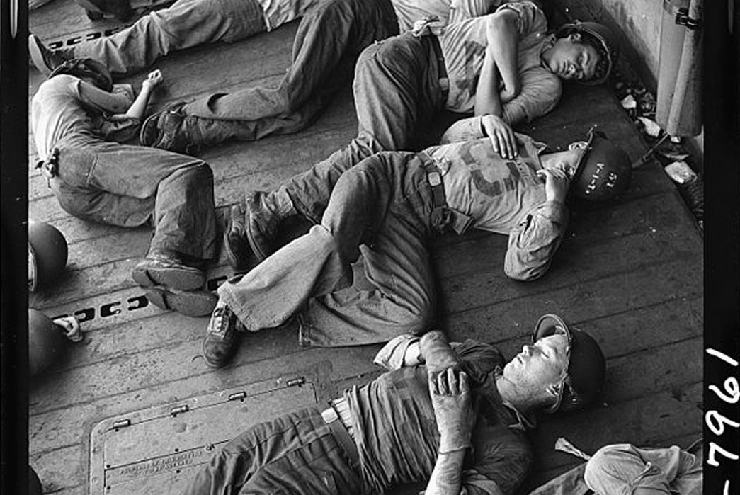Wartime-Blues-Part-I---Denim-Uniforms-of-the-U.S.-Navy-Enlisted-men-(who-can-be-seen-wearing-dungaree-trousers)-exhausted-after-more-than-24-hours-at-general