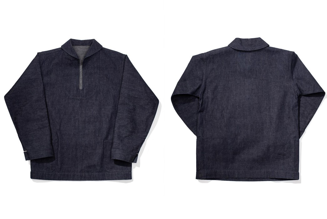 Wartime-Blues-Part-I---Denim-Uniforms-of-the-U.S.-Navy-Inspired-by-the-first-issued-Dunagree-Jumpers,-Warehouse-&-Co.'s-Lot-2141-USN-Denim-Pullover-Jacket-is-available-for-$360