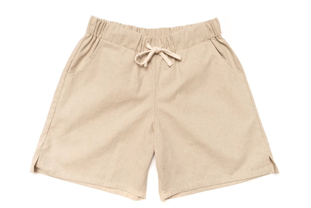 All-About-Resort-Wear---A-Resurging-Flavor-of-Warm-Weather-Garb-Cotton-Linen-Shorts-beige-front