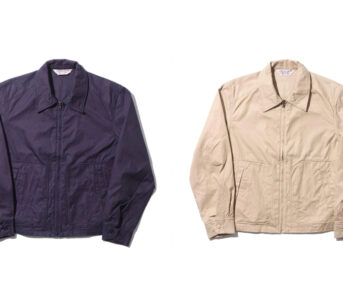 Jelado's-Dean-Jacket-is-a-Ventile-Drizzler-purple-and-beige-front