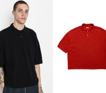 Kapital-Dropped-a-Super-Boxy-Polo-Shirt-for-SS23-Black-model-front-and-red-front