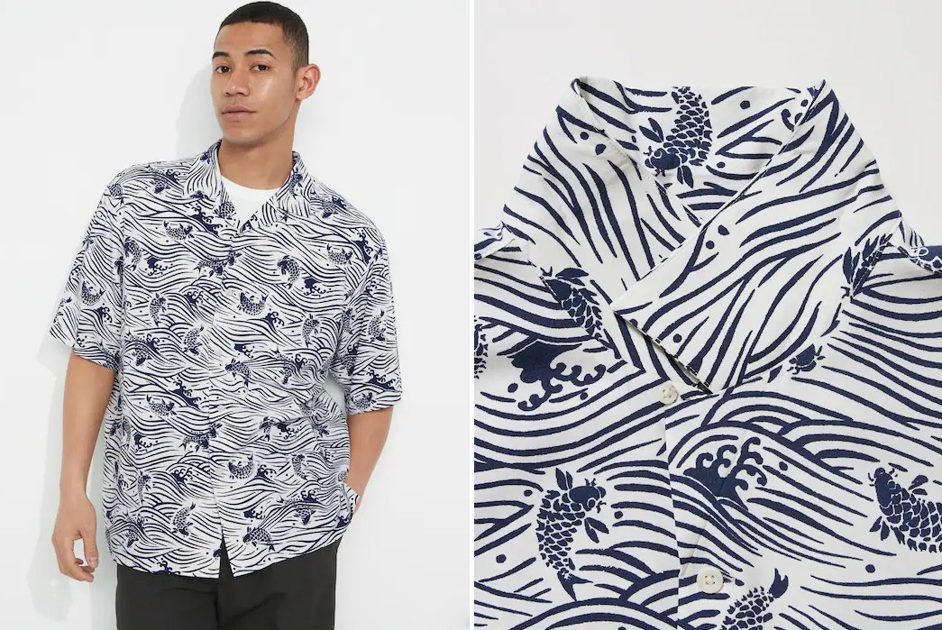 Patterned-Viscose-Shirts---Five-Plus-One-Kabuki-UT-Graphic-Short-Sleeved-Shirt-Front-model-and-collar-front