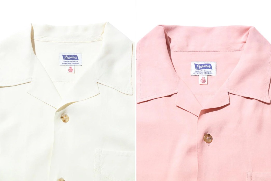 Pherrow's-Open-Collar-Shirts-are-Japan-made-Warm-Weather-Darlings-white-and-pink-top-part