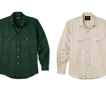Richter-Goods'-Duck-Canvas-Western-Shirt-is-Off-the-Scale-Green-and-beige front