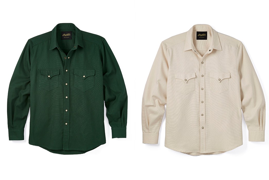 Richter-Goods'-Duck-Canvas-Western-Shirt-is-Off-the-Scale-Green-and-beige front