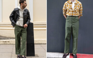 The-Heddels-Fatigue-Pant-Guide-2023-Yankshire-Fatigue-Pants-1960's-Vintage-Sateen-Olive-Green-–-Clutch-Cafe