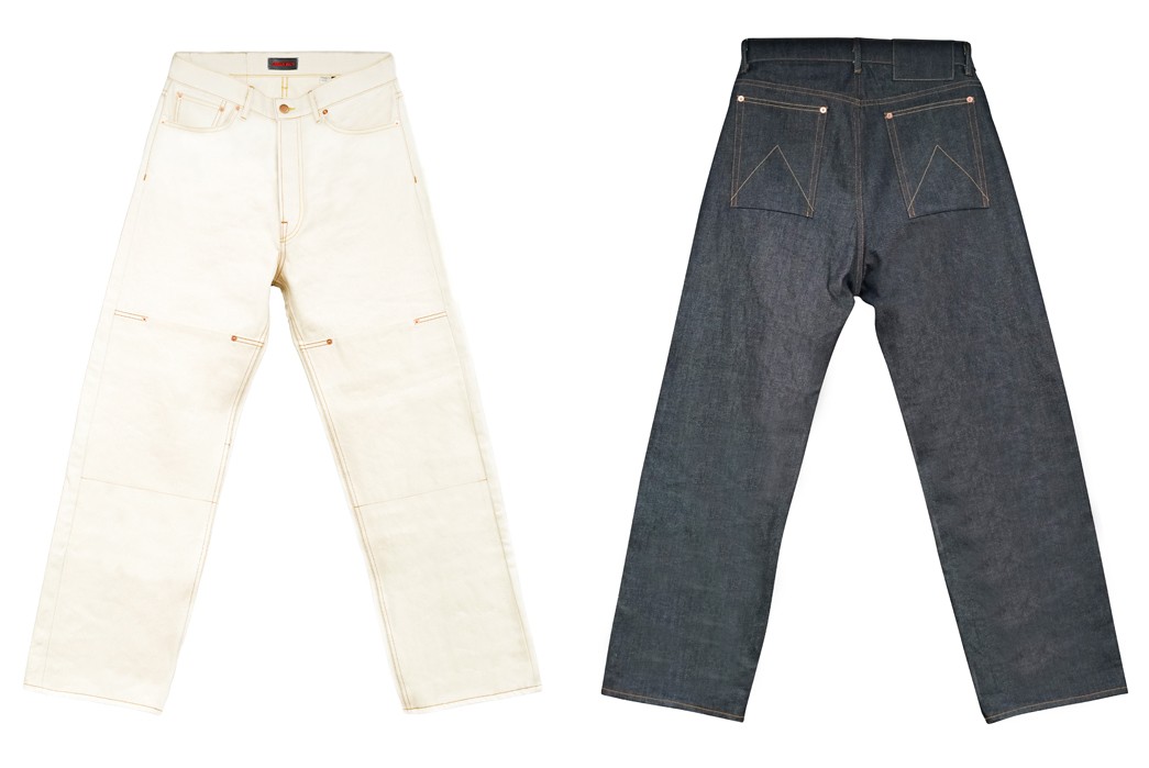 The-Tuff-Stuff---5-Modern-American-Workwear-Fashion-Brands-to-Know-Two-renditions-of-Carson-Wach's-333-Pant,-both-made-in-Cone-Mills-fabrics-and-available-from-Carson-Wach-for-$270-and-$225-respectively.