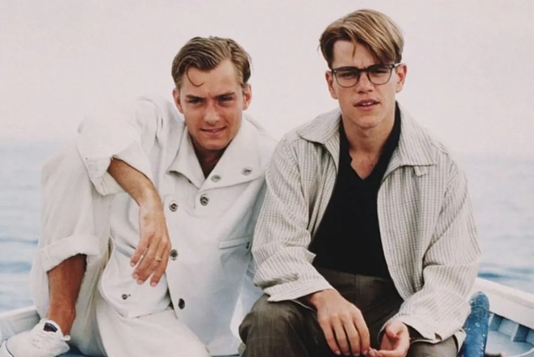 Working-Titles---The-Talented-Mr.-Ripley-Dickie-in-a-1950s-nautical-coat,-loose-white-chinos,-and-white-deck-sneakers.-Image-via-Paramount-Pictures.