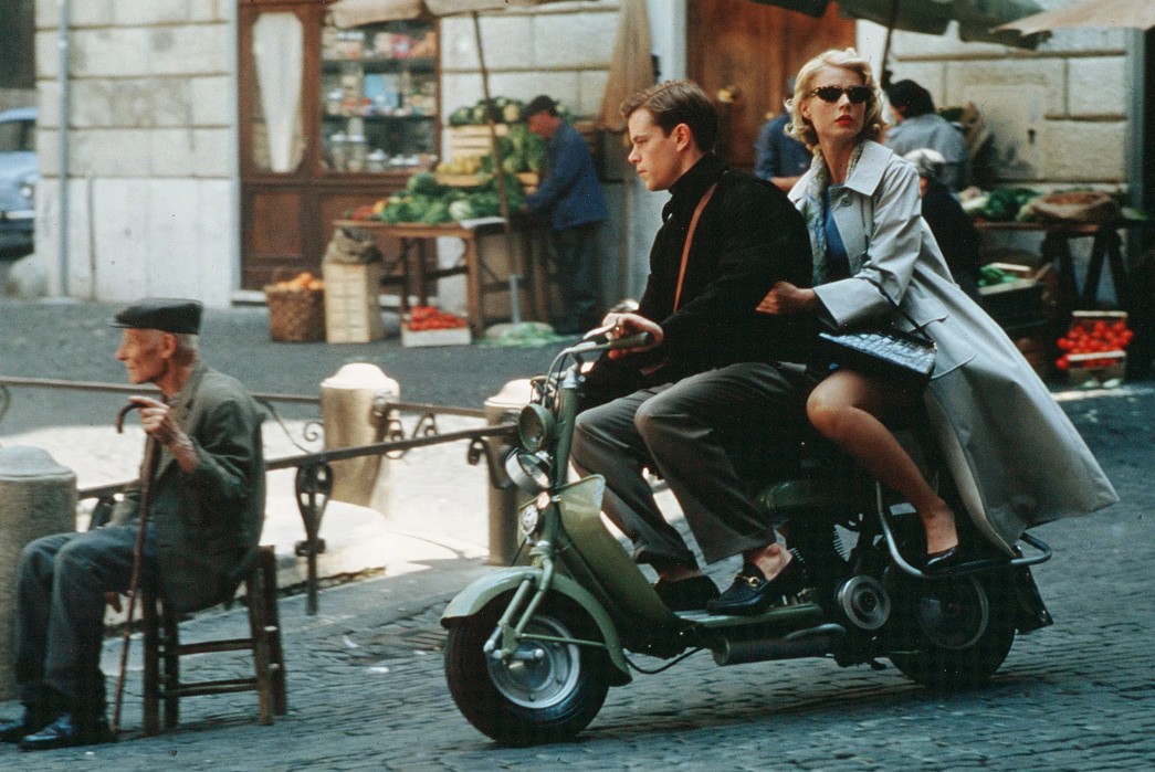Working-Titles---The-Talented-Mr.-Ripley-Tom-and-Marge-scooting-through-Rome,-with-Tom-in-Gucci-loafers.-Image-via-Paramount-Pictures.