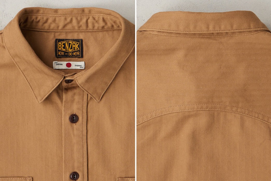 Benzak-Rendered-its-Utility-Shirt-in-8-oz.-Herringbone-Twill-brown-front-and-back-top-part