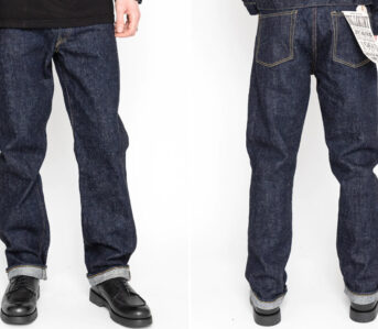 Blue-in-Green-Drops-Exclusive-'Super-Rough-Fullcount-1101SR-BIG-Selvedge-Denim-Jeans-Front-and-back-model