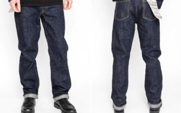 Blue-in-Green-Drops-Exclusive-'Super-Rough-Fullcount-1101SR-BIG-Selvedge-Denim-Jeans-Front-and-back-model