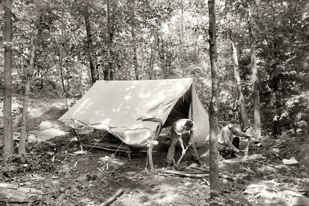 How-to-Get-Into-Camping-Part-3-Garb-and-Grappling-With-Nature-Camping-in-Connecticut,-circa-1908.-This-scene-is-on-the-estate-of-Ernest-Thompson-Seton-who-founded-the-Boy-Scouts-of-America.-Image-via-Shorpy.com