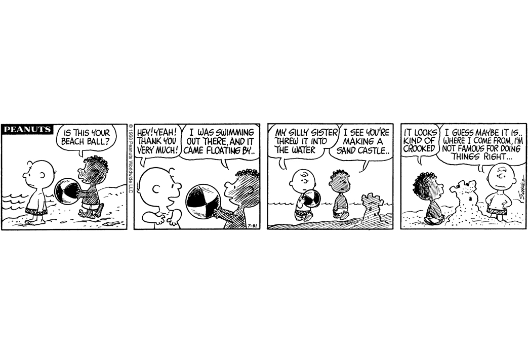Talkin'-Peanuts-with-Russ-Gator-of-TSPTR-Franklin's-first-appearance-in-the-Peanuts-strip-in-1968,-via-NPR.