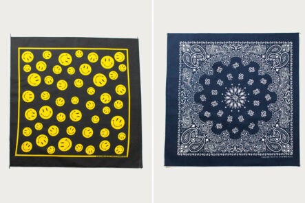 The-Heddels-Shop-Welcomes-Hav-A-Hank---American-Made-Budget-Friendly-Bandanas-Yellow-and-black-and-blue-and-white-front