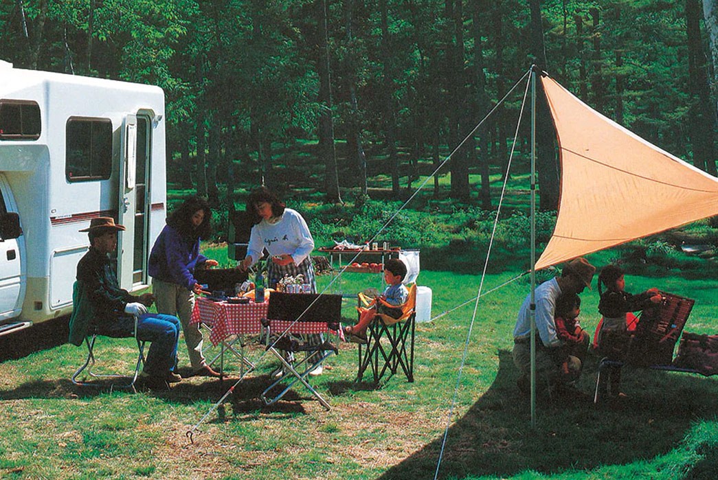 The-Outdoor-Brands-of-Japan---Mont-Bell,-Nanga,-Goldwin,-&-More-A-shot-of-a-Japanese-family-car-camping-in-the-1980s,-via-Snow-Peak