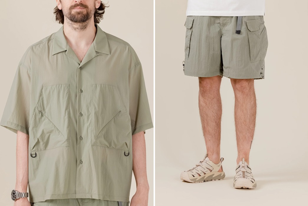 The-Outdoor-Brands-of-Japan---Mont-Bell,-Nanga,-Goldwin,-&-More-F-CE-15D-Cordura-Tech-Shirt-(left)-and-Recycle-Festival-Shorts-(right)