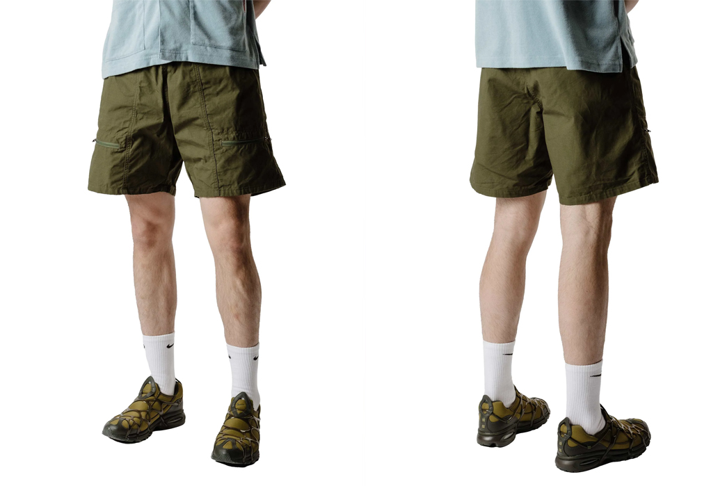 Belted-Shorts---Five-Plus-One-Battenwear-Camp-Shorts-in-Olive-Ripstop