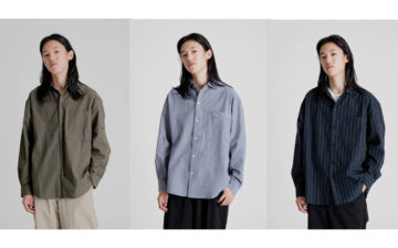 Frizmworks'-Wide-Fitting-Seersucker-Napoli-Shirt-is-Molto-Bene-gray-light-blue-and-dark-blue-front-model
