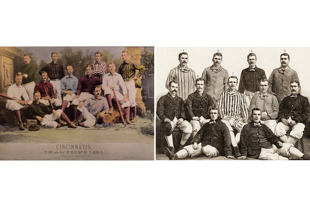 How-Baseball-Influenced-Menswear-Pt.-1-(Left)-1882-Cincinnati-Red-Stockings-via-Annex-Baseball-Blog-(Right)-drawing-of-the-1882-Chicago-White-Stockings-via-Men's-Health