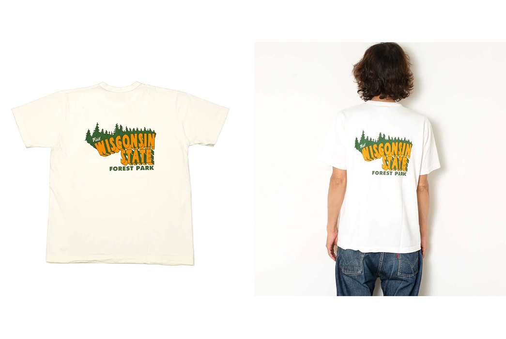One-More-On---July-2023-front-and-back-model-Barns-Outfitters-Vintage-Like-Short-Sleeve-Wisconsin-State-T-shirt