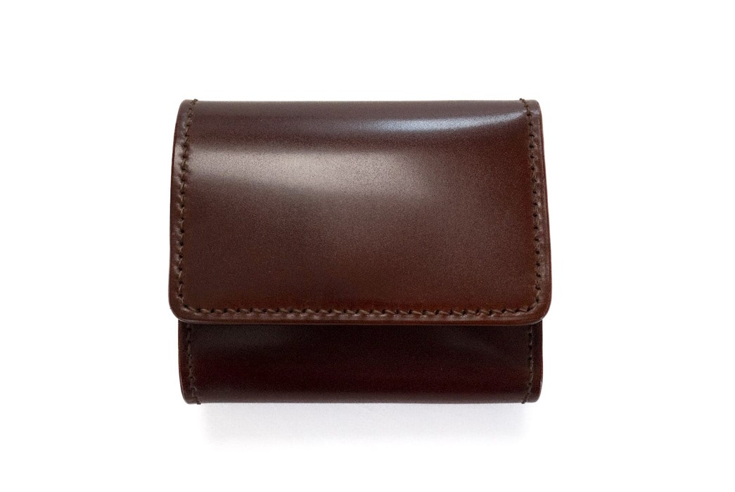 Coin-Pocket-Leather-Wallets---Five-Plus-One-Cordovan-Trifold-Mini-Wallet
