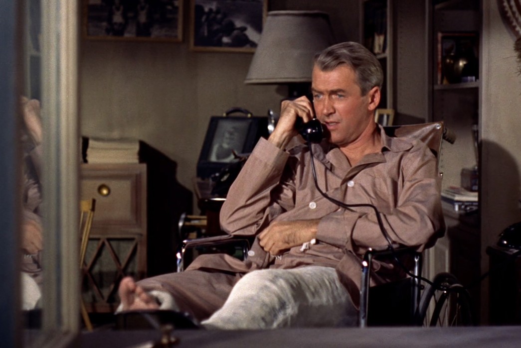 History-of-Pajamas---Title-TBD-James-Stewart-as-L.B-Jeffries-sporting-his-first-of-four-pajama-looks-in-Rear-Window.-This-one-a-high-twist-cotton-that-has-iridescent-sheen.-via-BAMF-Style
