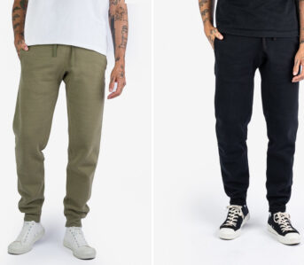 Iron-Heart's-Sweat-Pants-are,-You-Guessed-It,-Ultra-Heavyweight-green-and-dark-blue-front-model