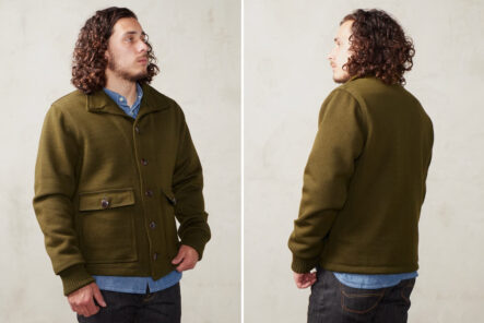 The-Division-Road-x-Dehen-1920-Knit-Submariner-Jacket-is-an-Autumnal-Grail-Front-and-back-model-top-part