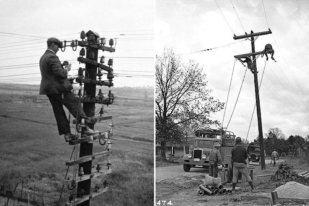 All-About-Lineman-Boots-Early-line-work-from-Northwest-Lineman-College-and-1935-rural-electrification-work-from-Northwest-Lineman-College-via-Border-States