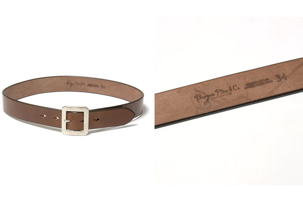 Heavy Duty Tochigi Leather Belt in Brown Leather with Brass Buckle