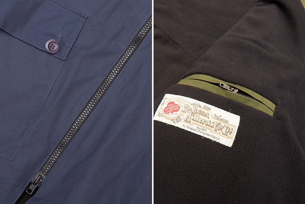 Joe-&-Co.'s-Asymmetric--Dry-Wax-Coat-is-Made-from-British-Millerain-Fabric-blue-zipper-details-and-green-etiket