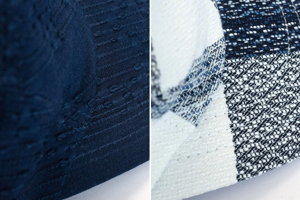 Samurai's-Natural-Indigo-Sashiko-5-Panel-is-Bursting-with-Texture-dark-blue-and-white-details