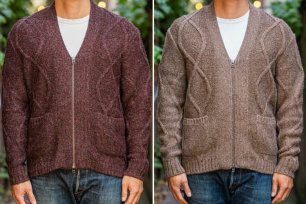 3sixteen-Alpaca-Liner-Cardigan-red-and-brown-front-model