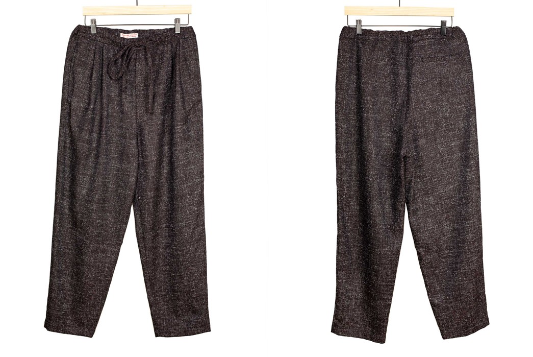 Casual-Wool-Pants---Five-Plus-One-Pleated-Drawstring-Trousers-in-Speckled-Wool