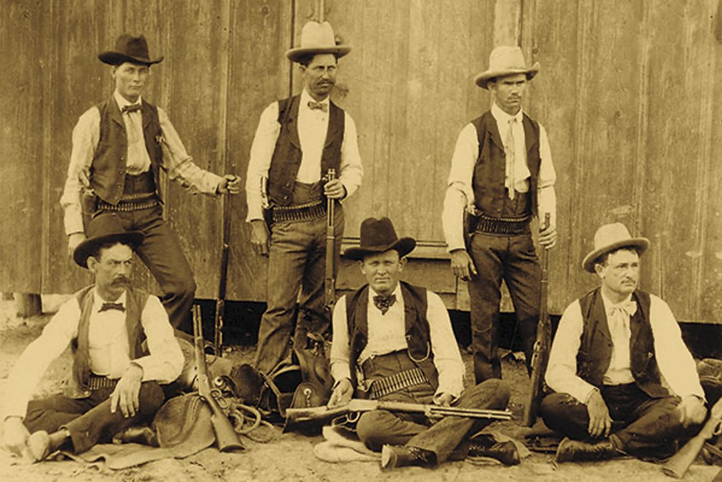 The-History-of-Belts-Early-1900s-Texas-Rangers-wearing-cartridge-belts-stuffed-with-modern-era-smokeless-powder-rifle-cartridges-via-True-West-Magazine