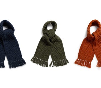 Allevol-x-Inverallan's-Aran-Scarves-Mohair-Tweed-are-End-Tier-Scarves-with-a-Rugged-Attitude-blue,-green-and-orange