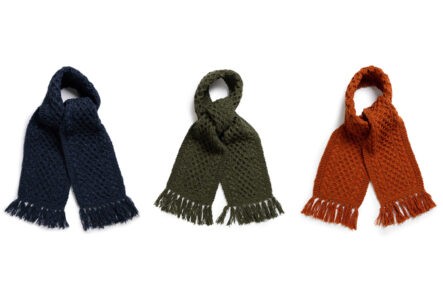 Allevol-x-Inverallan's-Aran-Scarves-Mohair-Tweed-are-End-Tier-Scarves-with-a-Rugged-Attitude-blue,-green-and-orange