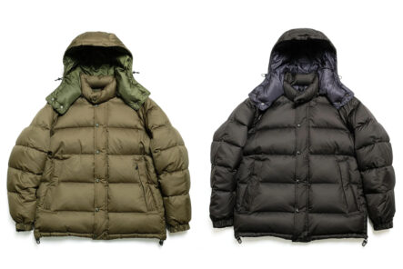 Burgus-Plus-Collabs-with-Japanese-Outerwear-Pioneer-Zanter-for-Ripstop-Down-Jacket-green-and-black-front