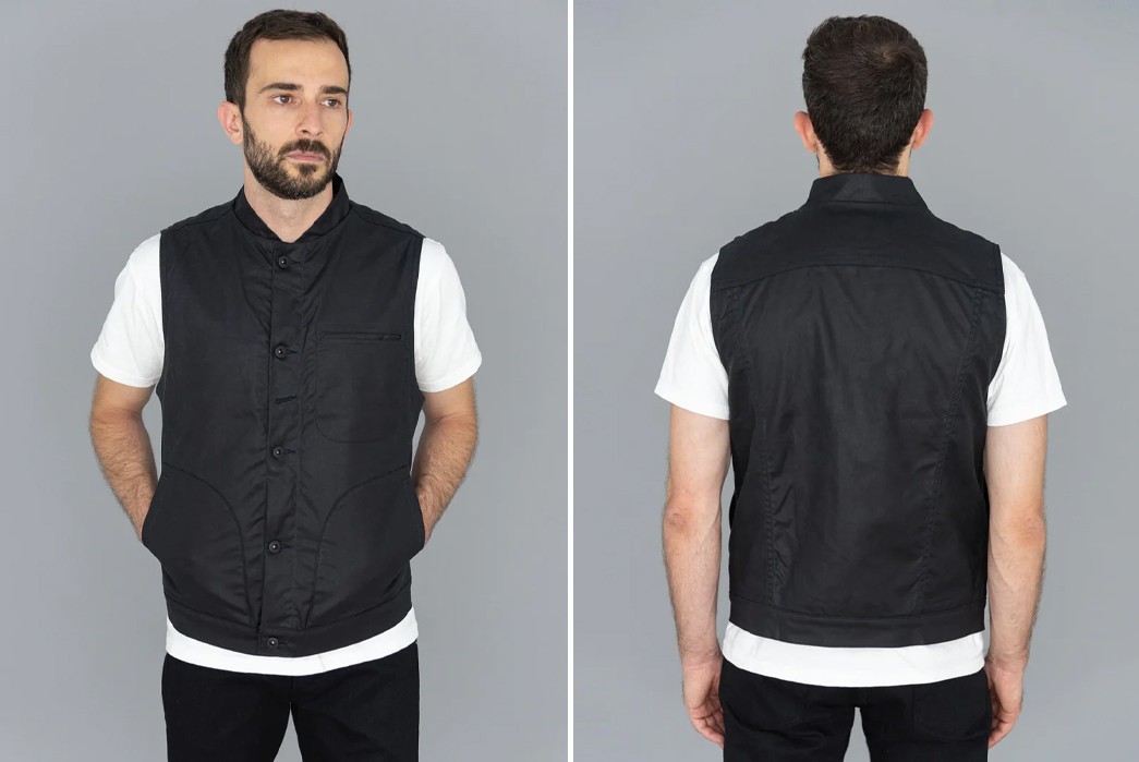 Canvas-Vests---Five-Plus-One-Waxed-Canvas-Supply-Vest-in-Black