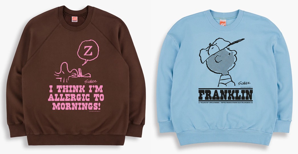 Peanuts-Pt.-2-Mornings-and-Franklin-sweatshirts-based-on-the-original-1960s-Determined-Productions-designs-via-TSPTR