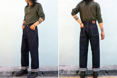 Kerbside-&-Co.-Issues-its-Popular-75E-Jeans-in-14-oz.-Ibarra-Mills-Selvedge-front-and-back-model