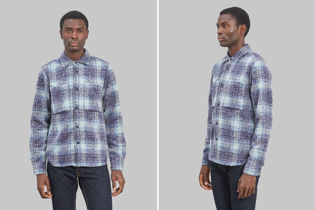 Rogue-Territory-Utility-Plaid-Shirt-Mohair-front-and-side-model
