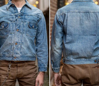 Sugar-Cane's-Stonewashed-1953-Type-II-Denim-Jacket-is-Scarily-Realistic-front-and-back