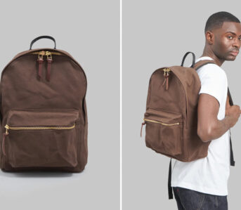 Kobashi-Studios'-Standard-Backpack-is-Handmade-in-Hyogo,-Japan-front-and-back-side-model