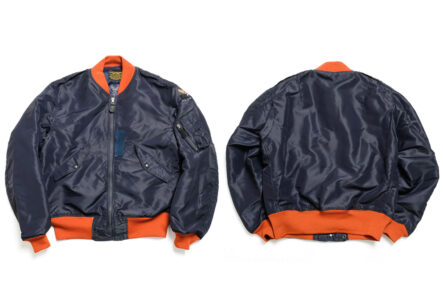 Buzz-Rickson's-Reproduced-Insanely-Rare-Orange-Ribbed-L2-A-Flight-Jacket-front-and-back